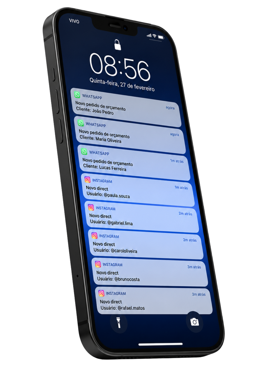 Celular recebendo pedidos de orçamento